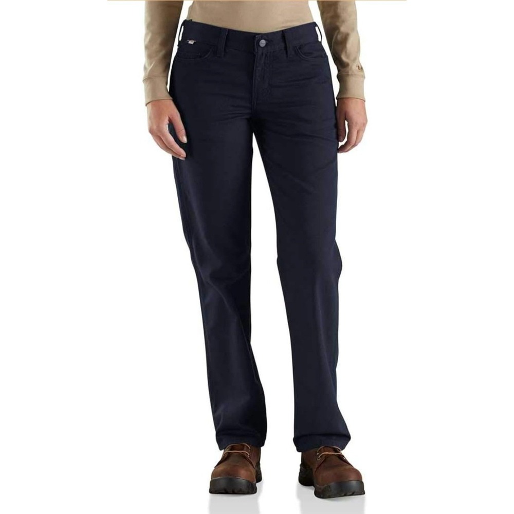 Carhartt FR Navy Blue Rugged Flex Canvas Work Pants 12R Mid Rise NWT